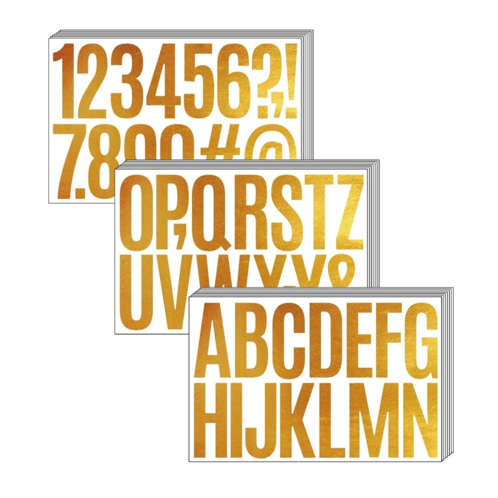 12Sheets Gold Letter Number Stickers 3inch Vinyl  Alphabet Numbers Bulletin Board Stickers Happy Party Home Office Decor Decals