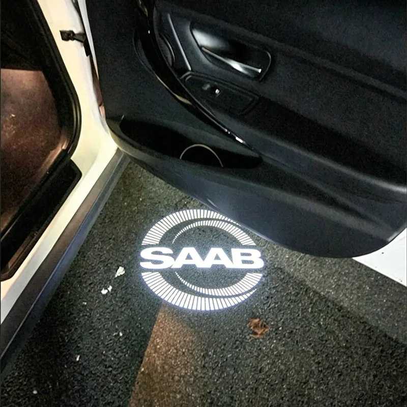 Luz de bienvenida LED para puerta de coche, proyector láser con logotipo, lámpara de sombra fantasma, accesorios para Saab 9-3 93 2003-2012 Saab 9-5 1998-2011