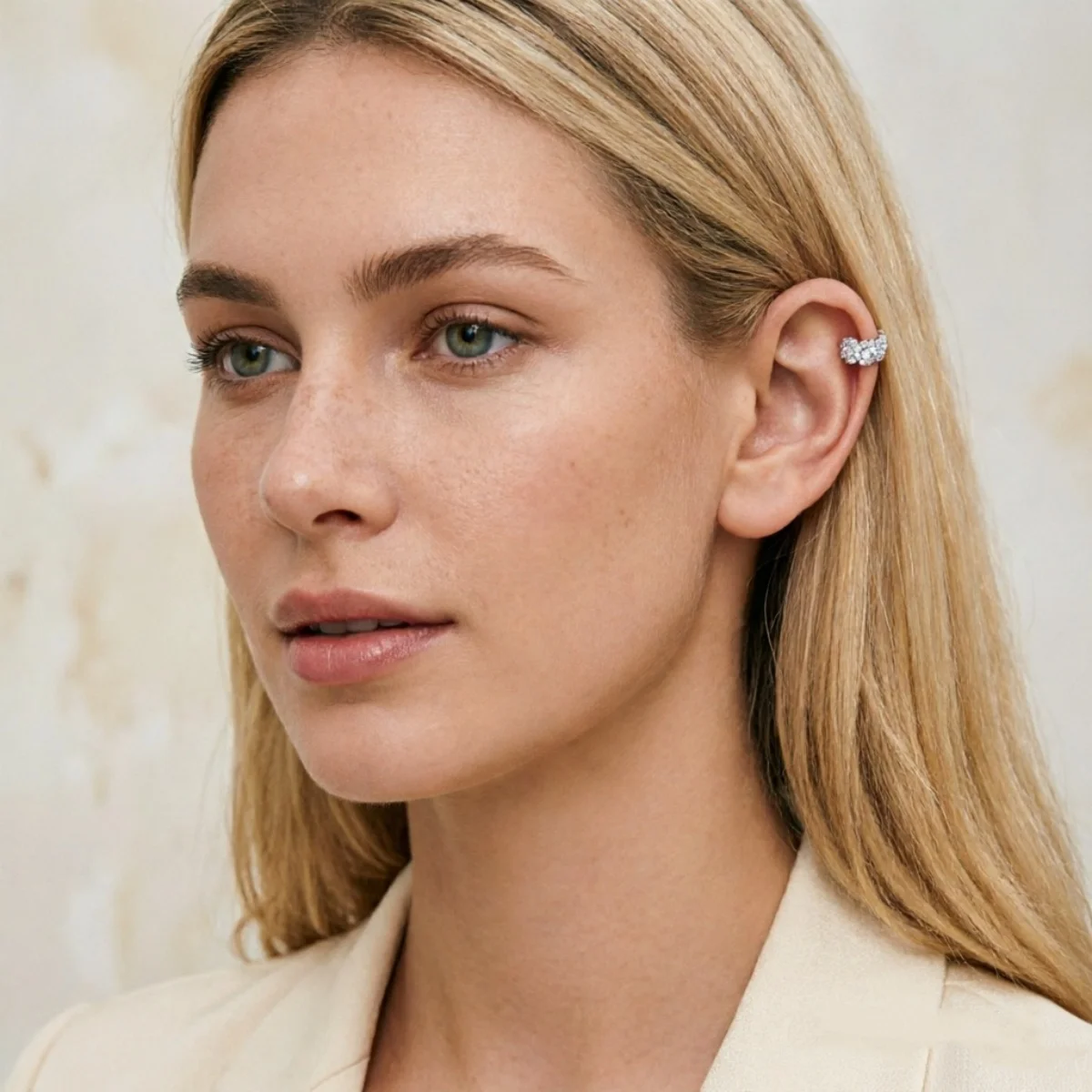 1 Stück Elegante Glänzende Zirkon-Blumen-Ohrklemmen für Damen und Herren Minimalistische Geometrische Blumen-Ohrmanschetten Ohne Piercing Schmuck – Detail 12