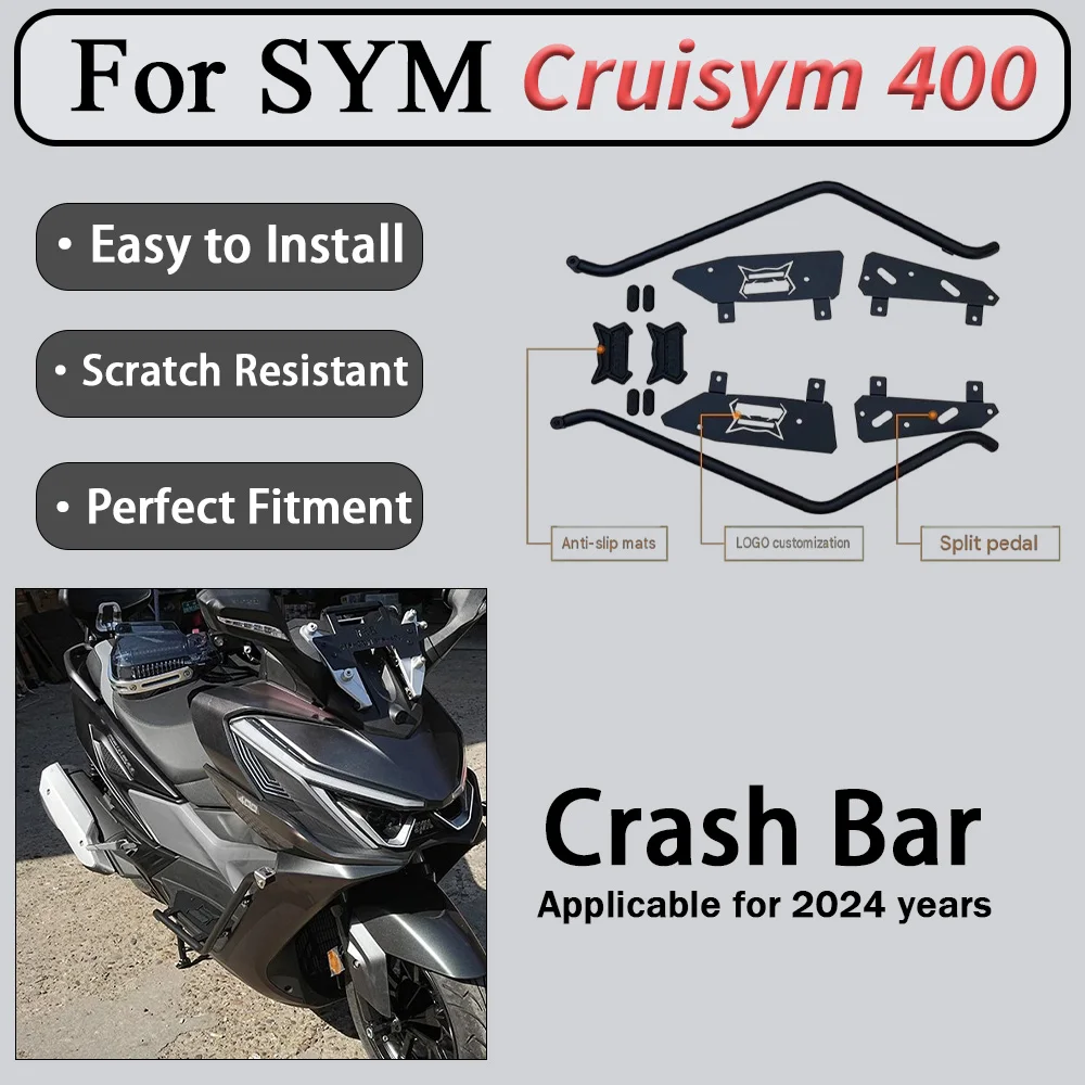 For 2024 SYM Cruisym 400 Modified Safety Crash Bar for Maxi-Scooter Balance Aesthetics & Protection - Motorcycle Equipment