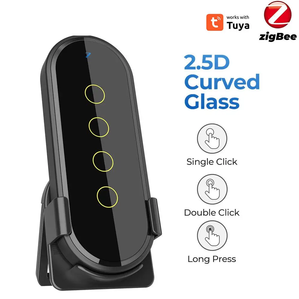 

Tuya Wifi Intelligent Wireless Scene Touching Switch Home Light Remote Controller 2.5D Curved Tempered Glass Fluorescent