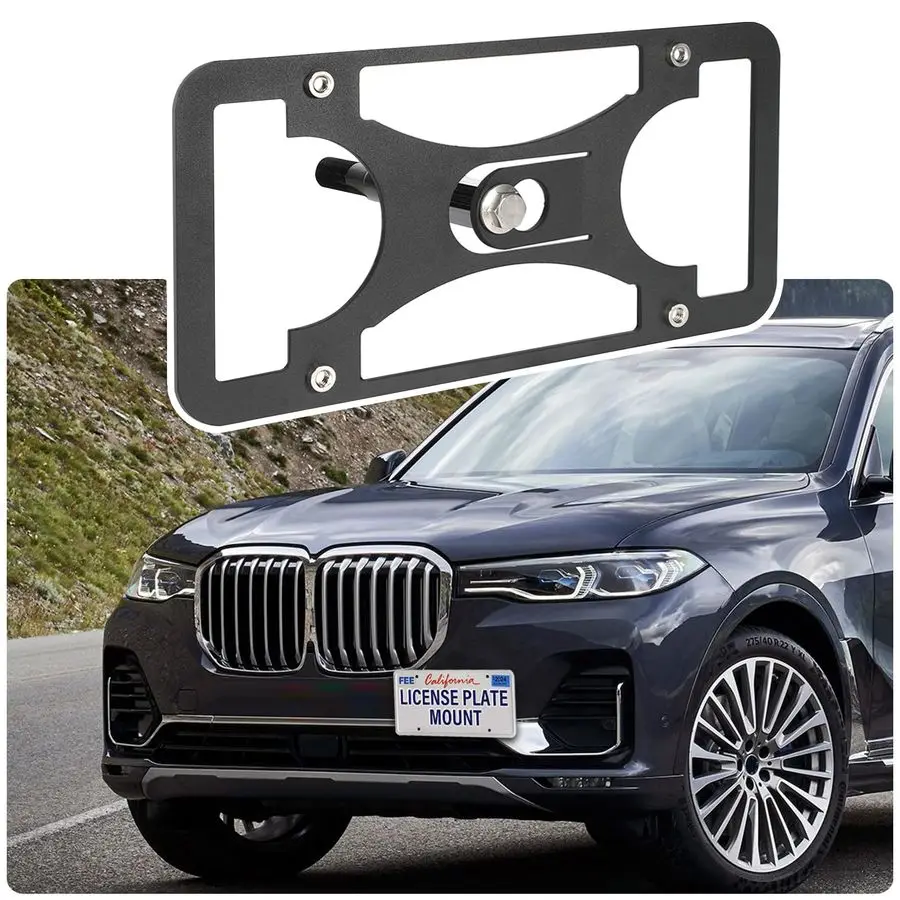 

Drill License Plate Holder Compatible with BMW X7 20192026 Front Tow Hook License Plate Mount Bumper Bracket Holder Car Tag Fram