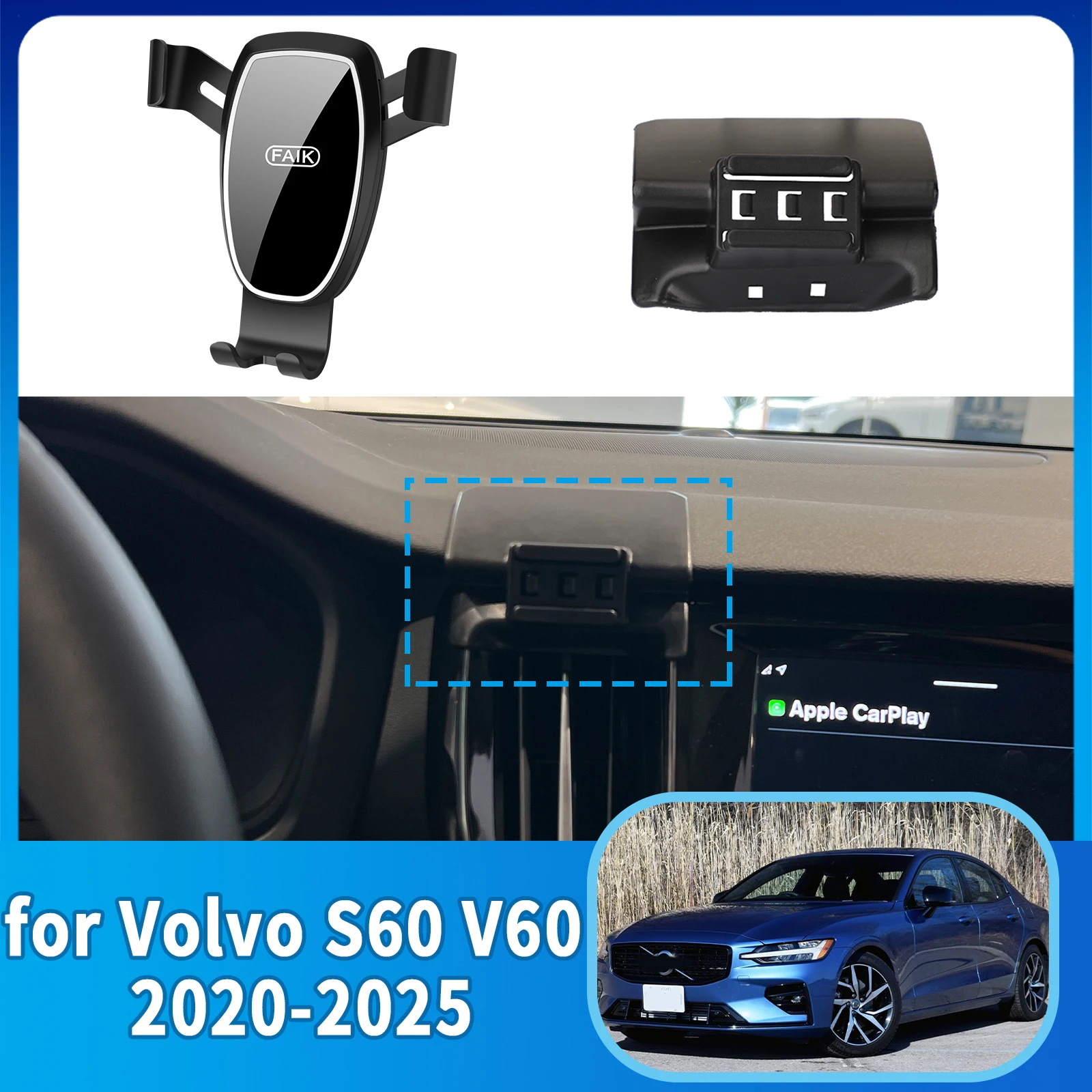 

Car Mobile Phone Holder Accessories for Volvo S60 V60 2020~2025 GPS Bracket Navigation Stand Auto