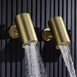 Modern water saving shower head Luxury Sprayer SUS304 stainless steel waterfall rainfall bathroom shower head high pressure Gold