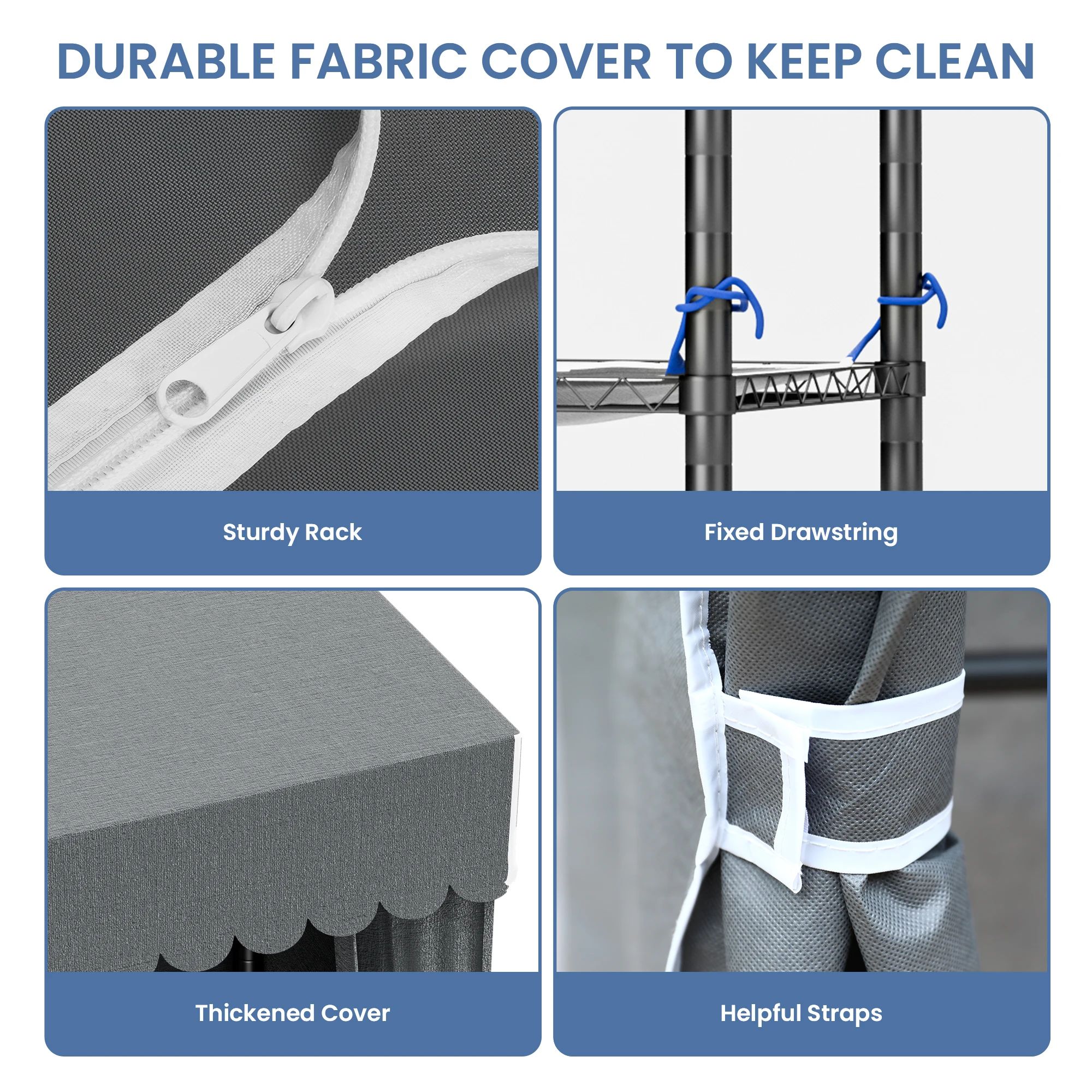 Portable Closet Storage Wardrobe Large DIY Household Non-Woven Fabric Cover Adjustable Bottom Height Portable Closet Organizer