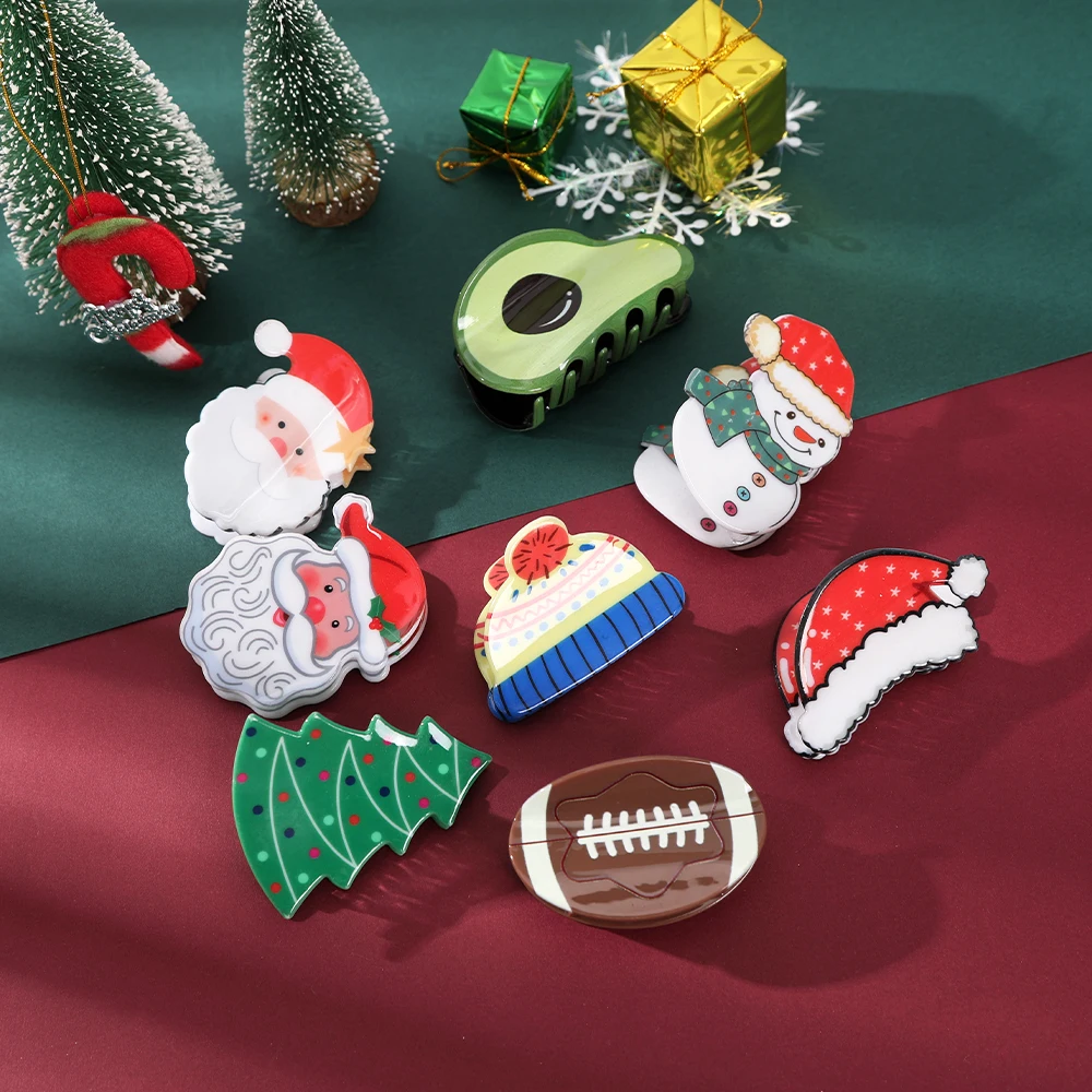 Christmas Snowman Hair Claw Cute Ponytail Hairpin Hair Clips Hair Crab Claw For Ladies Festival Fashion Hair Accessories