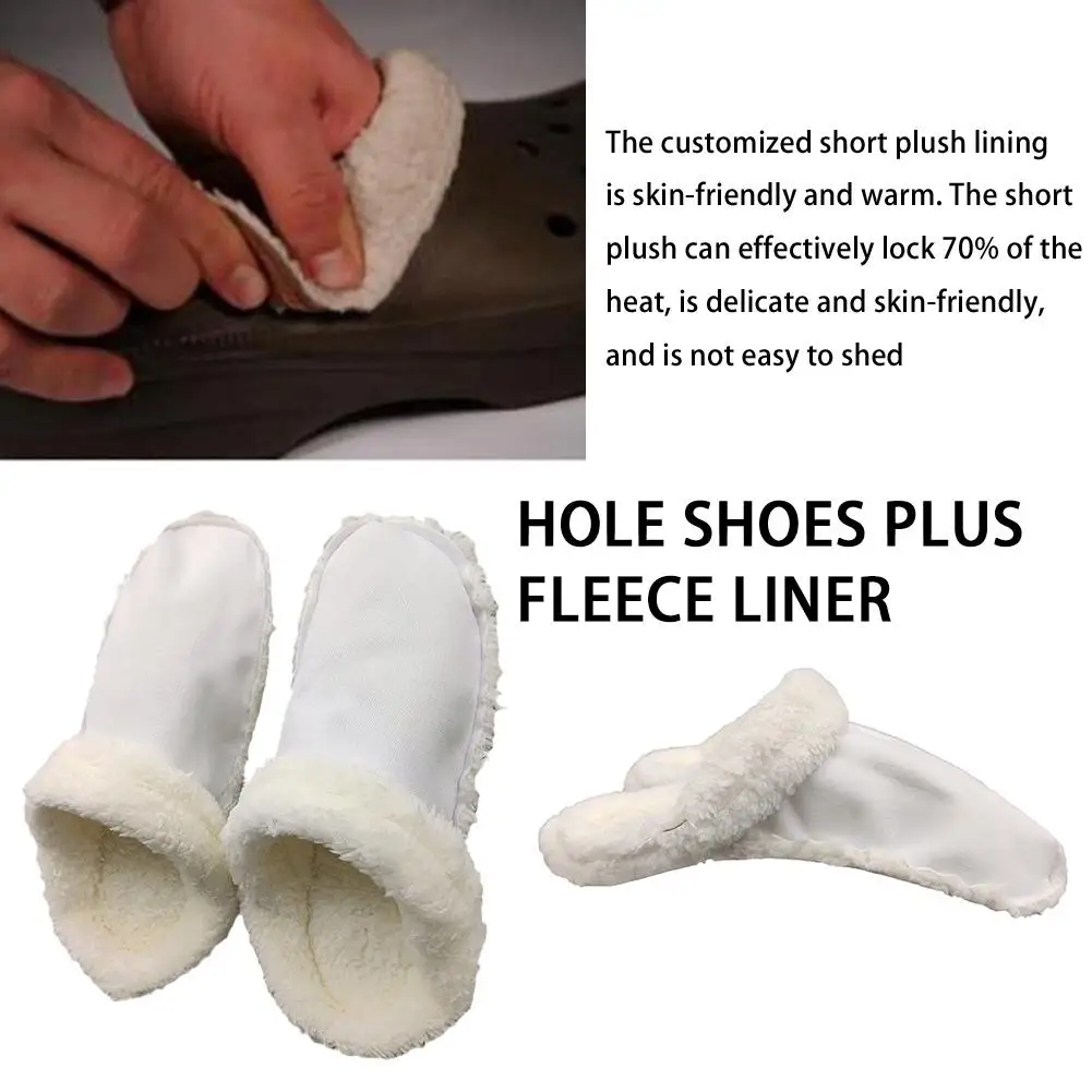 Hole Shoes Soft Plush Sleeve Cover Detachable Shoes Pad Washable Warm Fluffy Thick Insoles Replacement For Croc Slippers