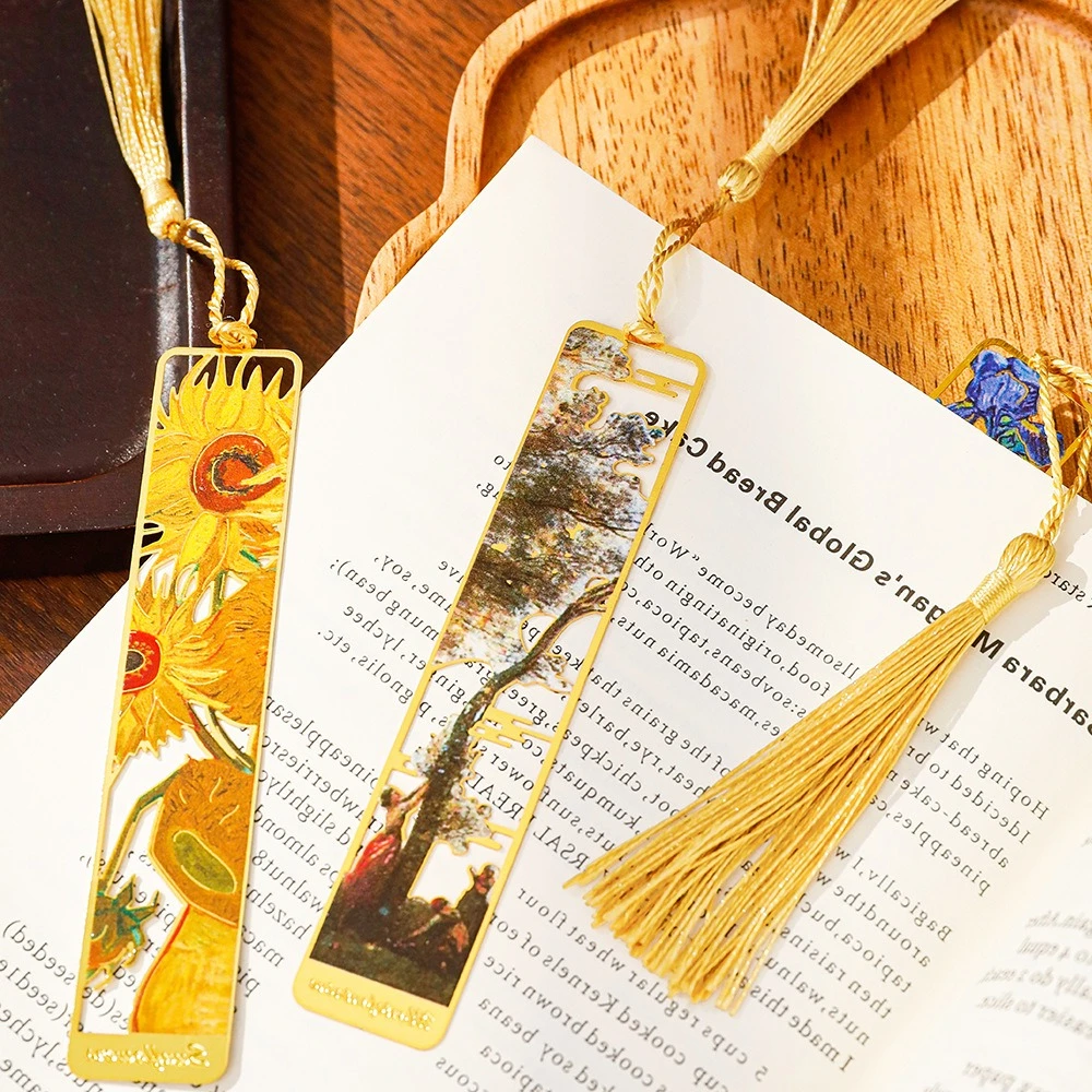 20 pcs Wholesale Vintage Famous Painting Hollow Metal Exquisite Reading Page Clips High Aesthetic Student Cultural Bookmarks