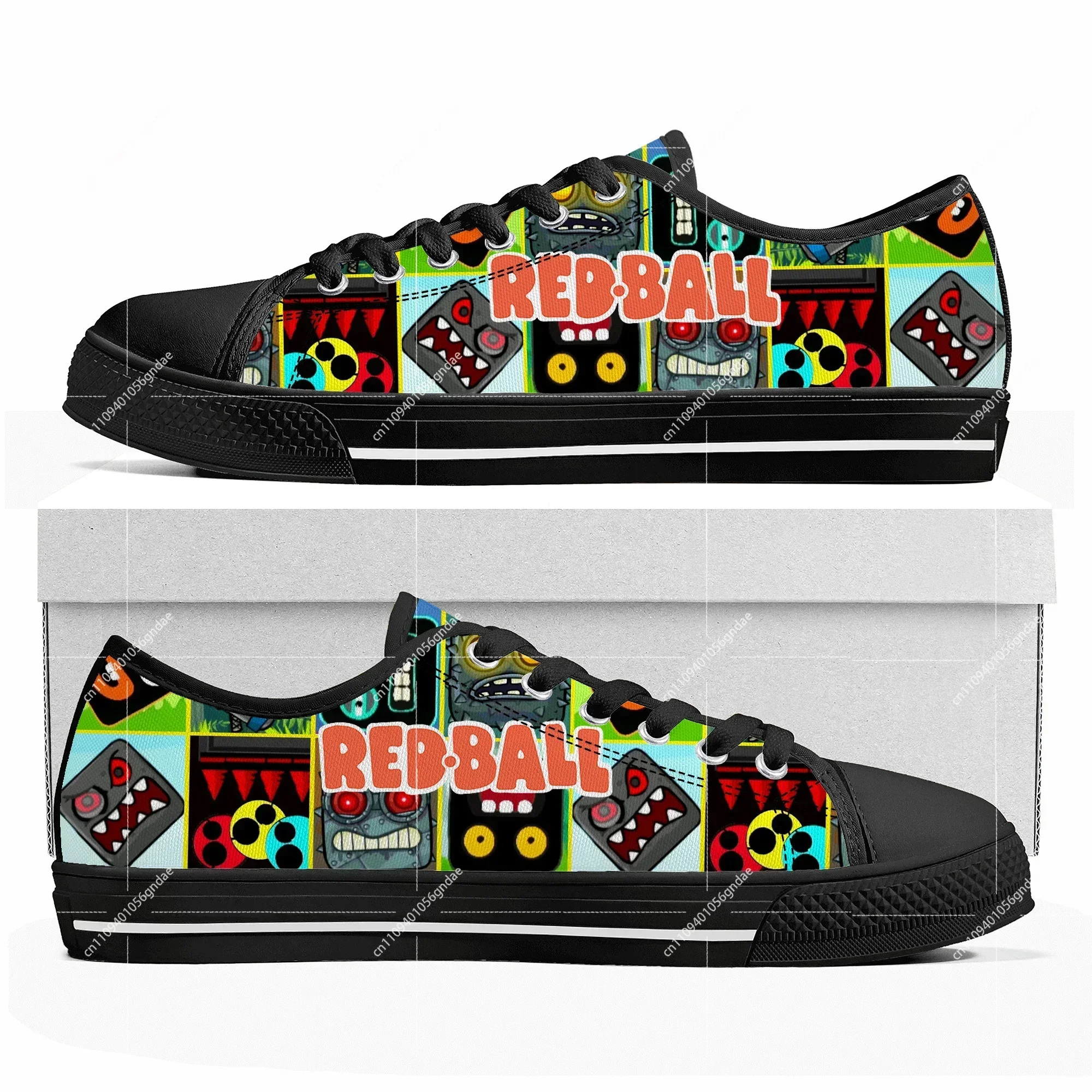 

Кроссовки Red Ball Custom Low Top: Модные повседневные кеды из канваса с мультяшным дизайном для женщин, мужчин и подростков, изготовленные на заказ
