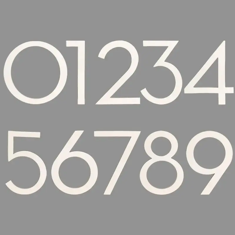 1 قطعة 152 مللي متر رقم المنزل العائم في الهواء الطلق 6 بوصة سبائك الألومنيوم الأبيض شقة رقم الباب صندوق البريد عنوان تسجيل # 0-9 مع البراغي