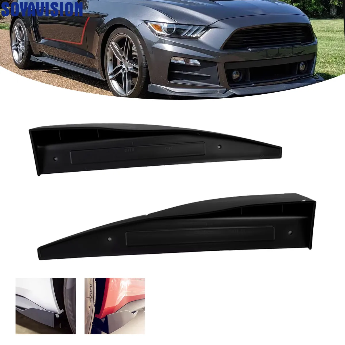 Für Ford Mustang Roush 2015 2016-2025 Auto-Seitenschweller-Spoiler Splitter-Verlängerung Diffusor Schmutzfänger Kleiner Flügel Seitenstufe