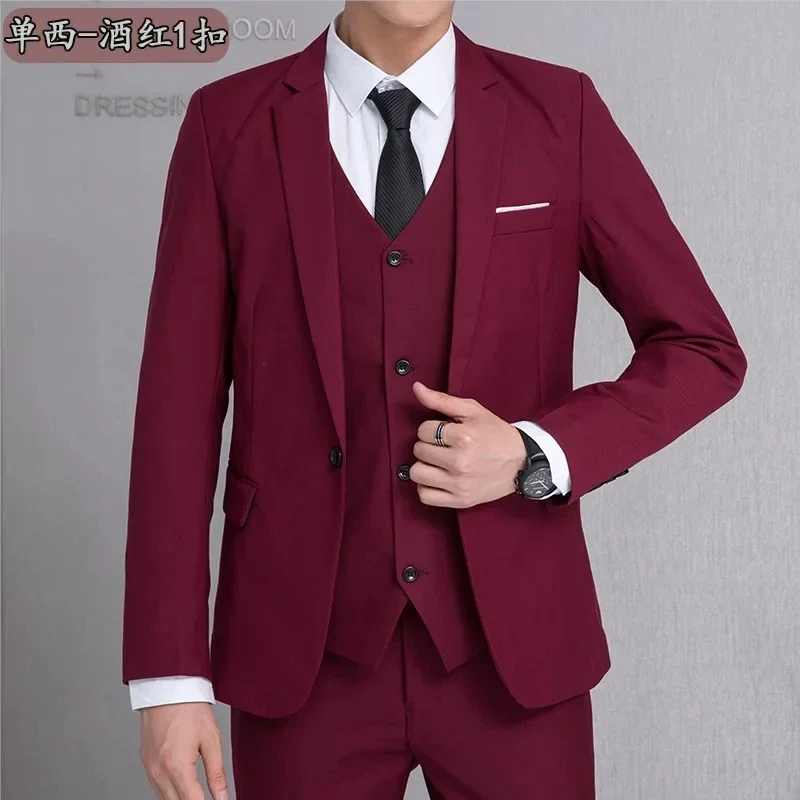 Boutique Men\'s Fashion Business (Blazer+ Vest + Trousers) Gentleman British Style Work Wedding Casual Slim Suit 3 Piece M-6XL