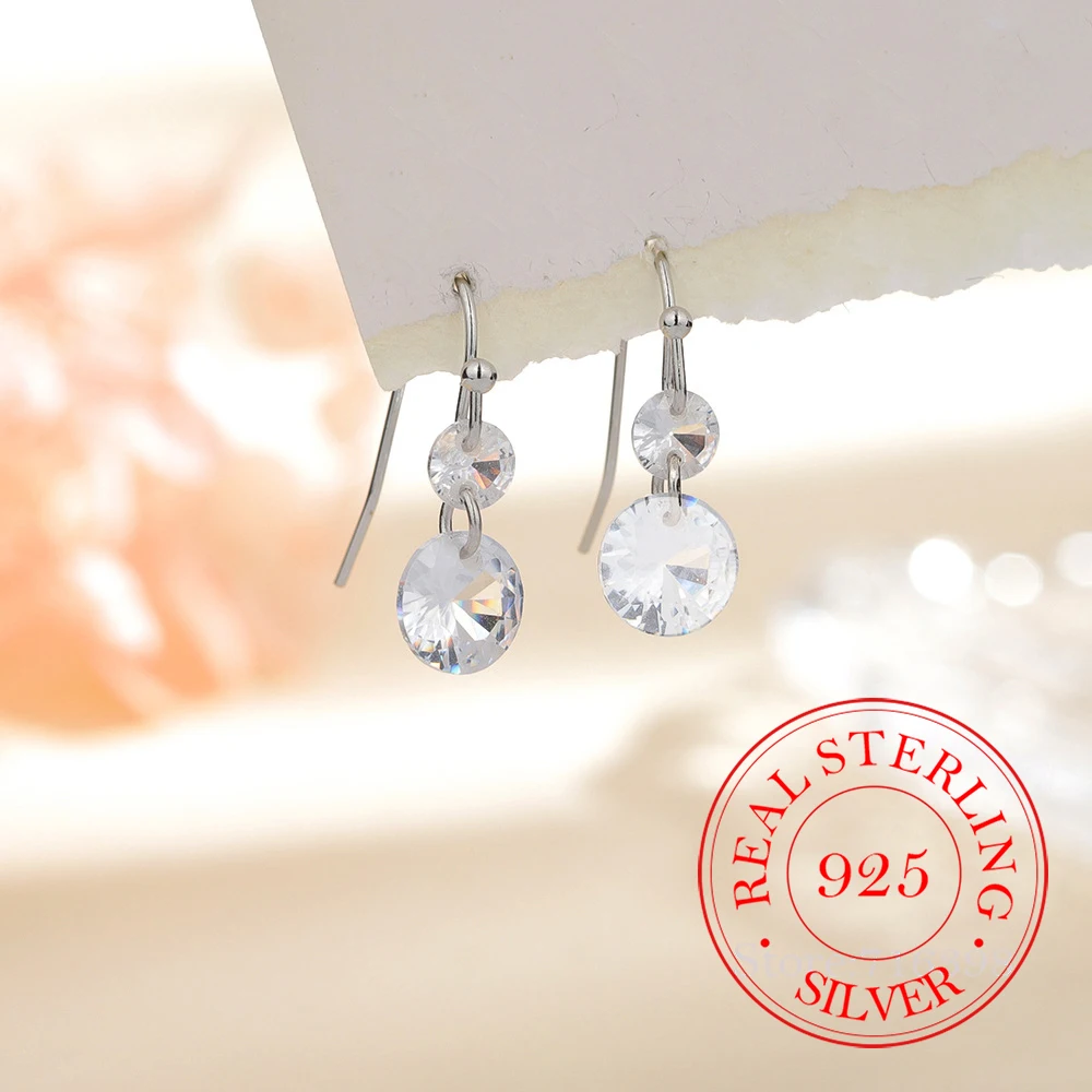 

925 Sterling Silver Jewelry Luxury Zircon Crystal Drop Earrings for Women Wedding Party Jewelry For Girls Friend Gift