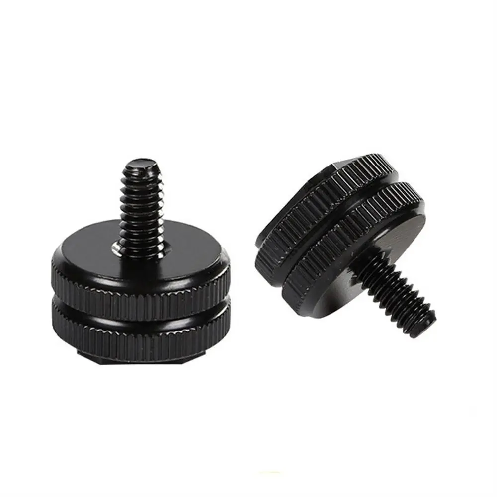 Dual Nuts 1/4 Hot Shoe Mount Double-Layer 3/8 Inch Hot Shoe Adapter Auxiliary Flash DSLR Camera Tripod Mount Screw Phone Holder