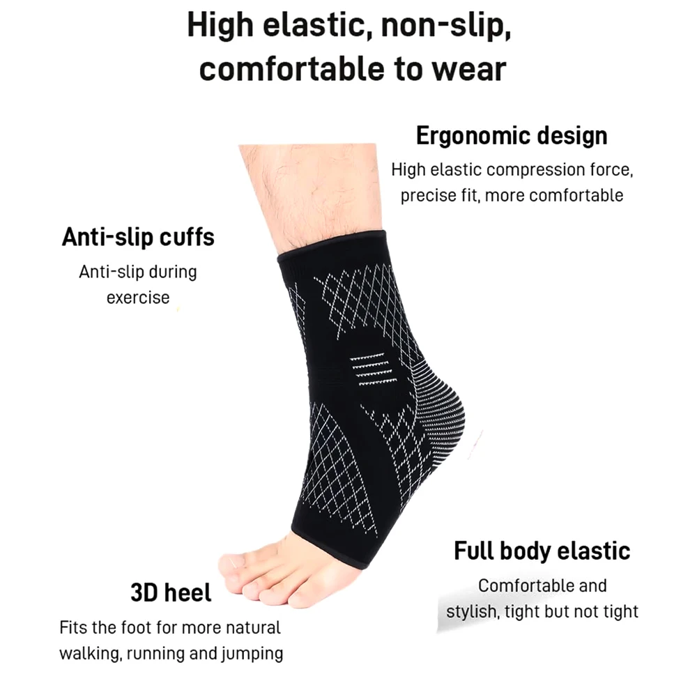 1Pcs Compression Ankle Sleeve Women Men Swelling Ankle Brace Sprained Plantar Fasciitis Sleeve Foot Brace Sports Pain Relief