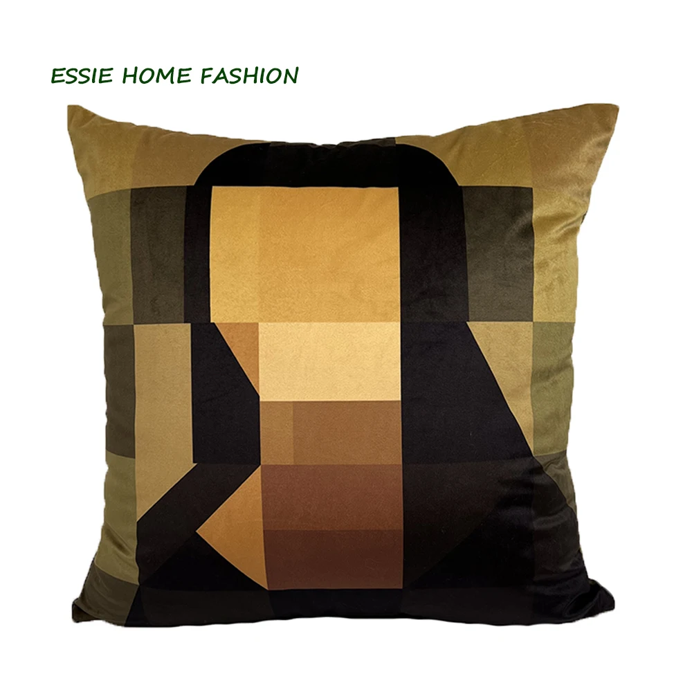 ESSIE HOME Oil Painting Mona Lisa  Da Vinci Van Gogh Cushion Cover Pillow Case Digital Painting Geometric Decor Throw Sofa