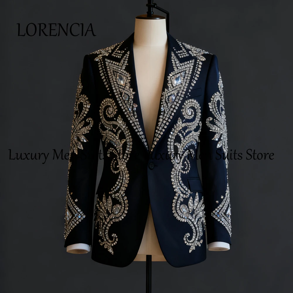 

Блестящие хрустальные костюмы для мужчин, комплект из 2 предметов, однобортный смокинг для свадебной вечеринки, жениха, индивидуальный пиджак, брюки Graciasersaet heren