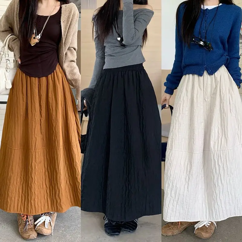 Vintage dreidimensionaler Blumenknospen-Halbrock für Damen, Herbst 2022, neuer, hoch taillierter, schlankmachender, bauschiger, mittellanger Rock