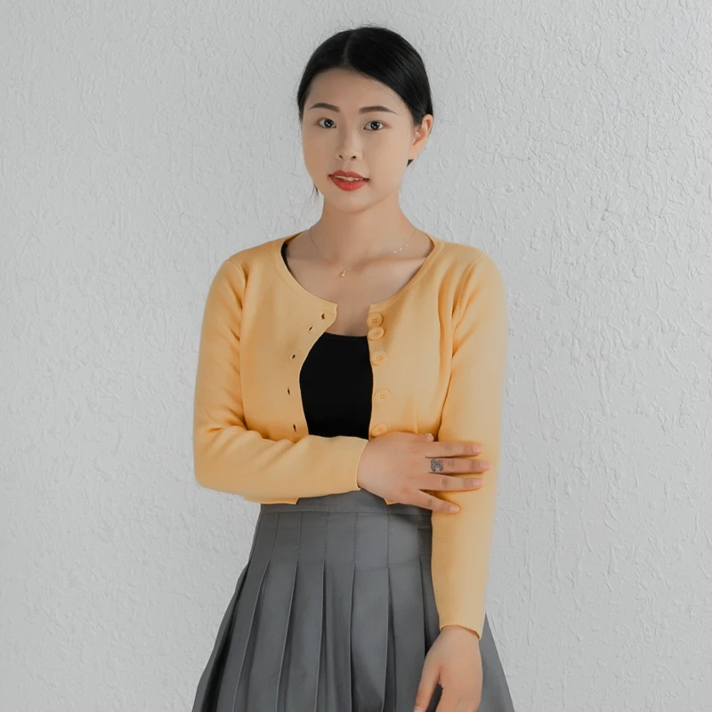 2025 Korean Style Fashion Z długim rękawem szydełkowy Top Ladies Cardigans Dla odzieży Damskiej Dzianinowy Top Swetry Kobieta Kobieta Bolero