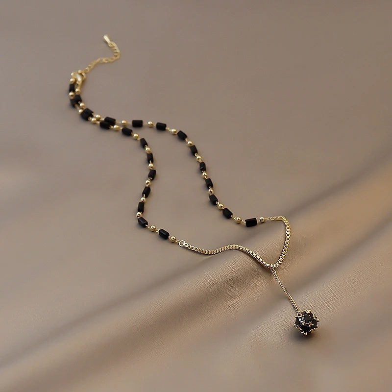 2023 neue Schmuck Für frauen Geheimnisvolle Sexy Schwarz Kristall Zirkon Ball Anhänger Halskette Party Luxus Halskette Mädchen Zubehör – Detail 7