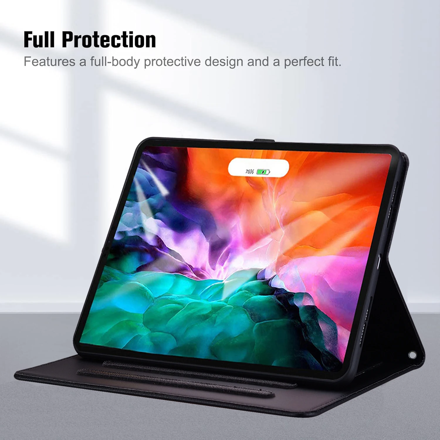 For iPad Pro 13 (2025) / 13 (2024) Case 3D Effect Cat Pattern Leather Stand Tablet Cover with Wallet, Stylus Holder - Black