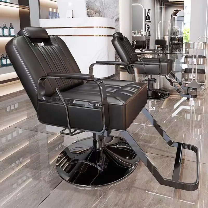 High-End Metal Hair Salon Styling Chair Barbershop Lift Deck Equipment for Haircut Perm Dye Lounge Shampoo Beauty Services