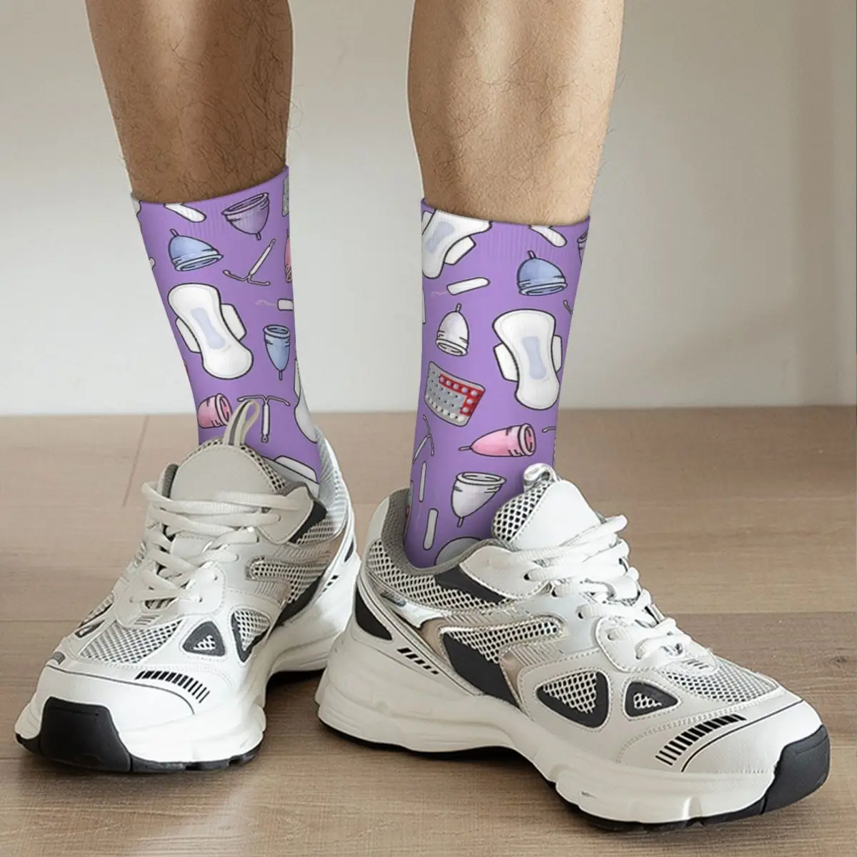 Protection de la période, PMS prêt en chaussettes violettes pour adultes, chaussettes unisexes, chaussettes pour hommes et femmes