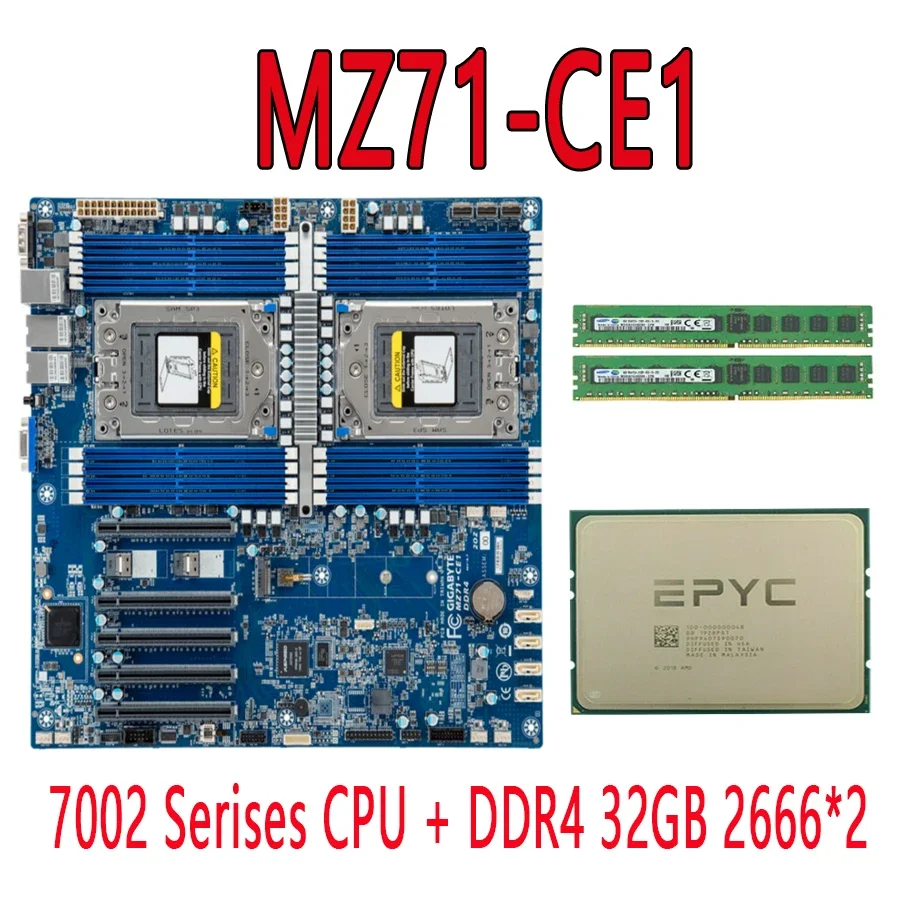 MZ71-CE0 REV 1.x Motherboard  / AMD EPYC 7742 7402 7352 7302 7282 7272 7262 7252 7H12 7662 7542 7F72 CPU 32GB 64GB DDR4 RAM