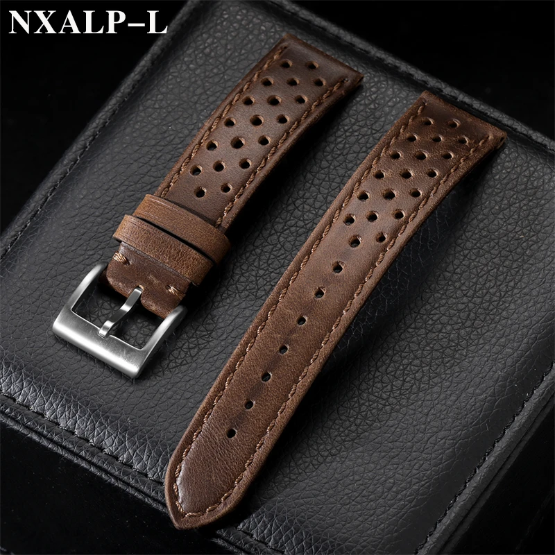 تنفس جلد البقر حزام ساعة اليد ل تاغ هوير ل Seiko حزام (استيك) ساعة 18 مللي متر 20 مللي متر 22 مللي متر النفط/ماتي الجلود معصمه الرجال النساء سوار