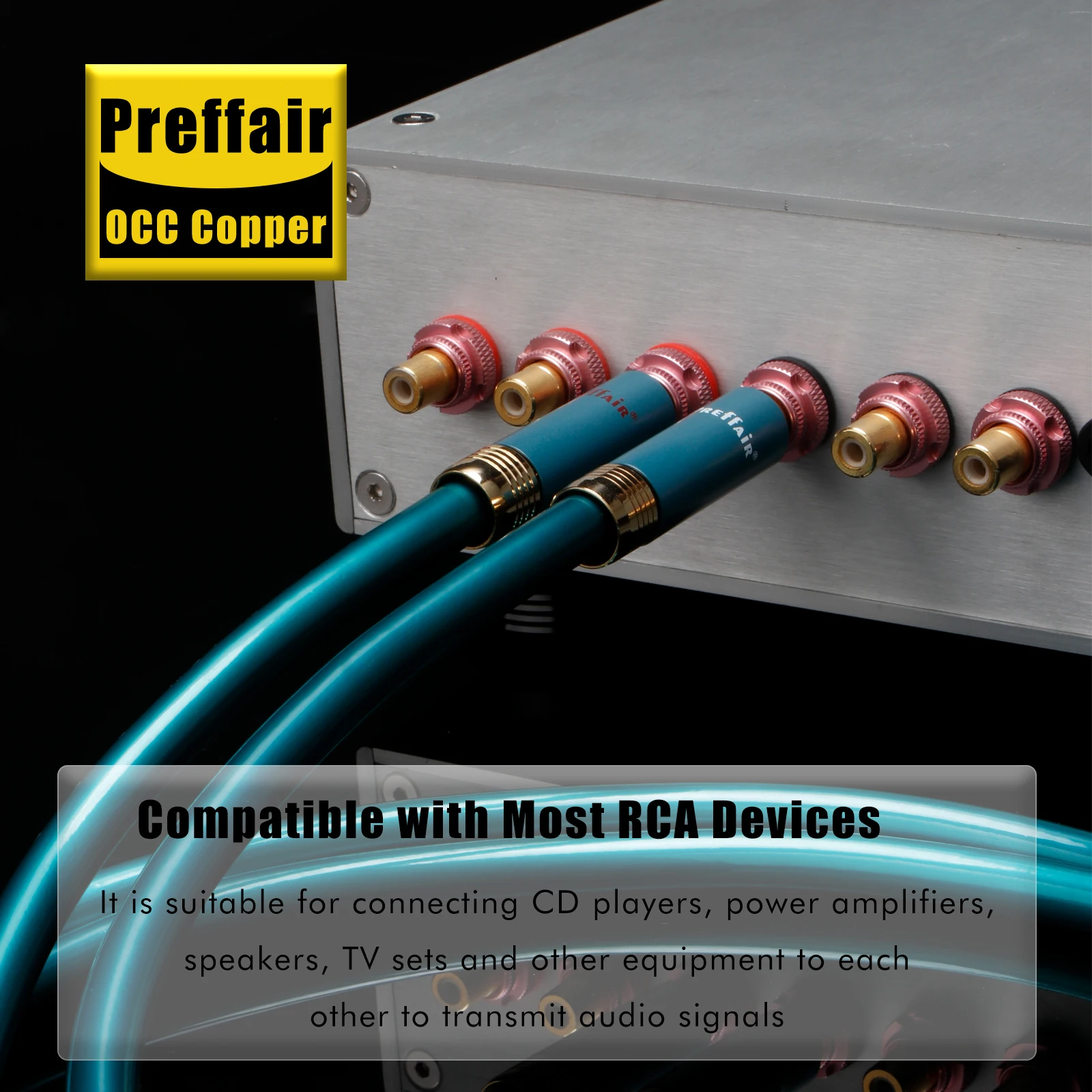 Preffair 7N OCC Copper Hifi RCA Cable Hi-end CD Amplifier Interconnect 2RCA to 2RCA Male Audio Analog Interconnects Cable