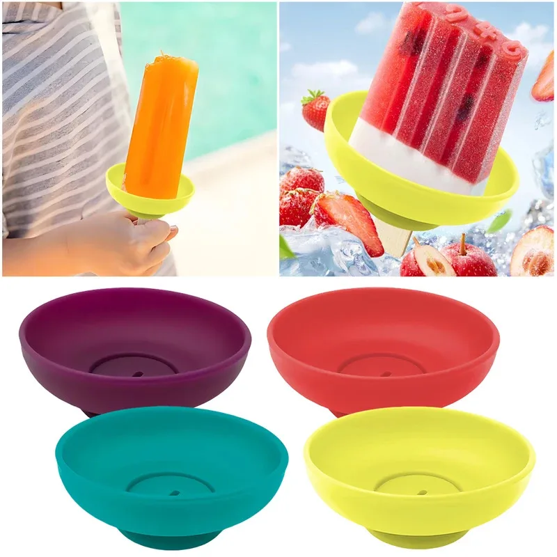Reusable Silicone Drip-Proof Popsicle Rack (1-4PCS) - Portable Anti-Drip Ice Cream Bracket for Summer