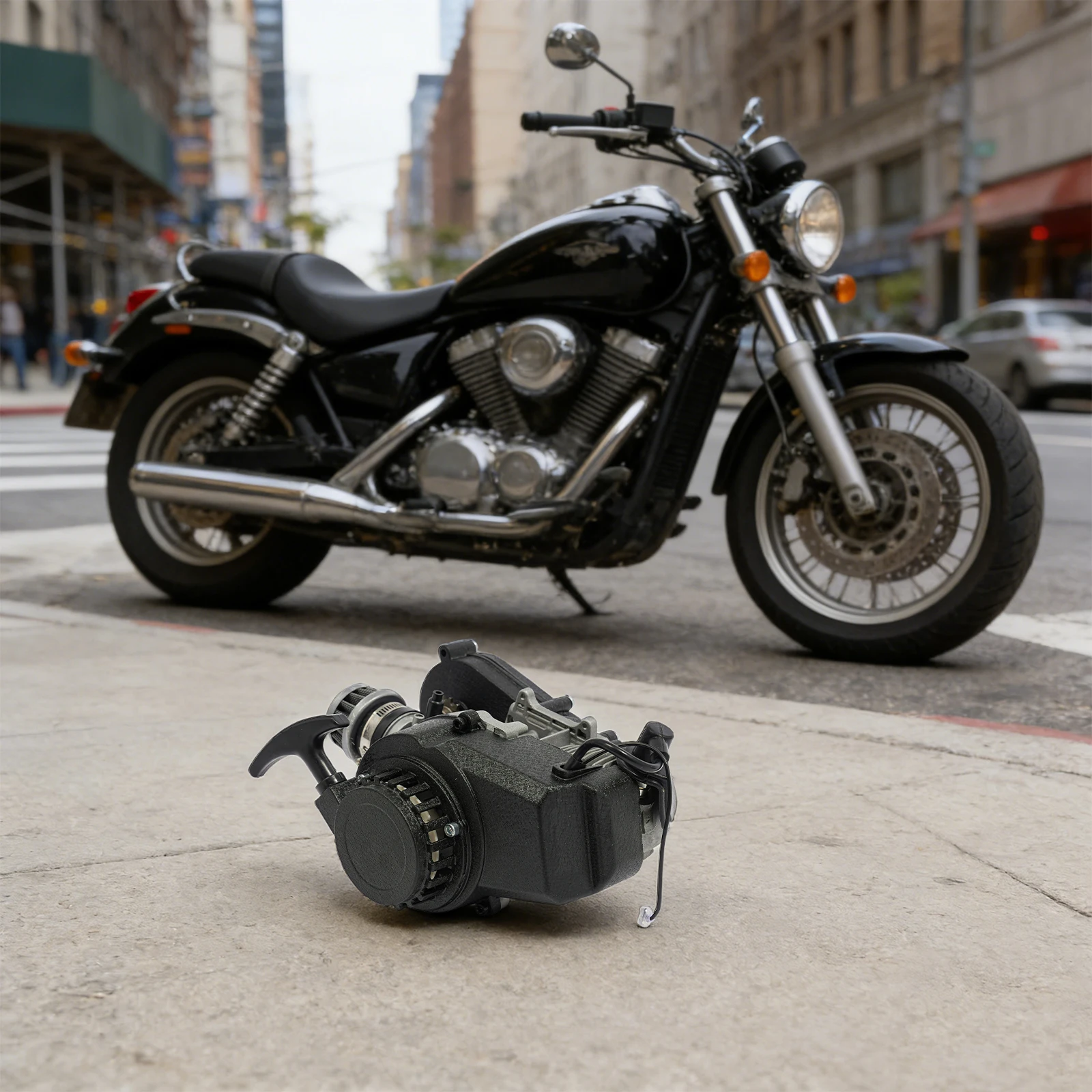 

Bymaocar 49.85CC 2-stroke Rope Start Engine Motor Kit,Single Cylinder Gear Arm Motor Kit W/ T8F Chain for Beach Bikes & Scooters