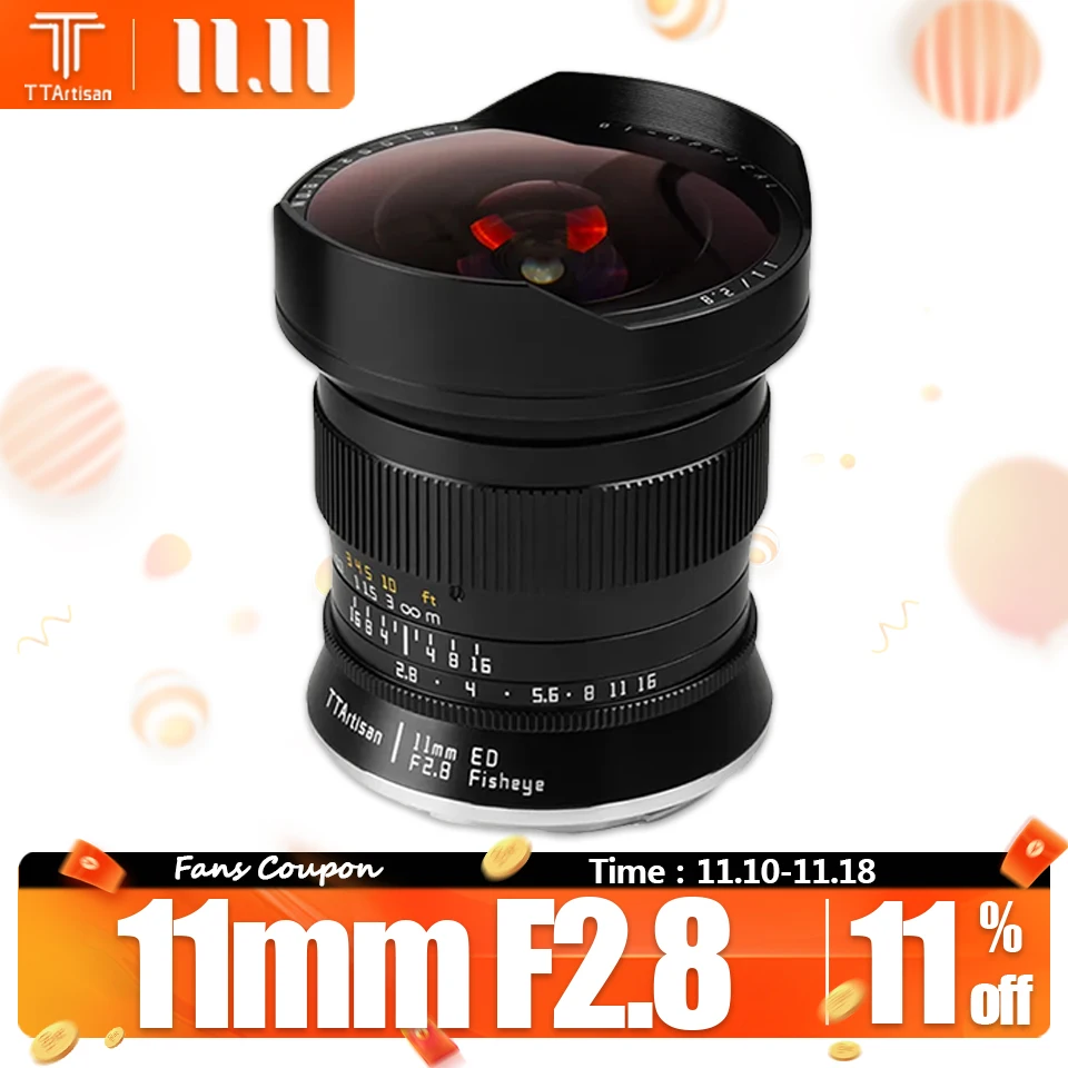 TTArtisan 11mm F2.8 Full Frame MF Fisheye DSLR Camera Lens Photography for Canon EOS-1D X Mark III EOS 5D Nikon D6 D850 D780 F