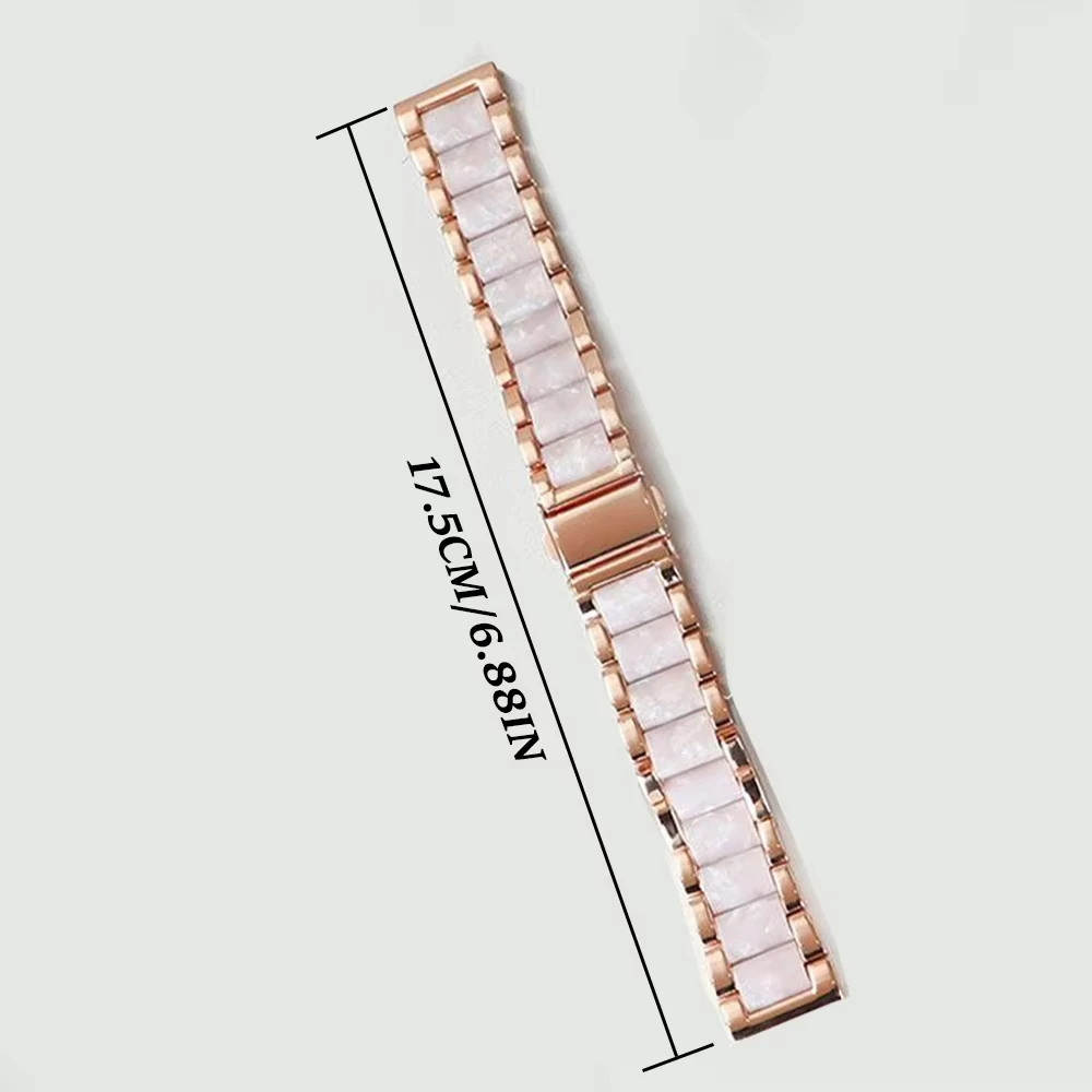 18/20/22mm Women Steel+resin Band for Huawei GT5 Pro 42mm OPPO X2 Mini Luxury Strap for Samsung Galaxy 7 40/44mm Amazfit Active2