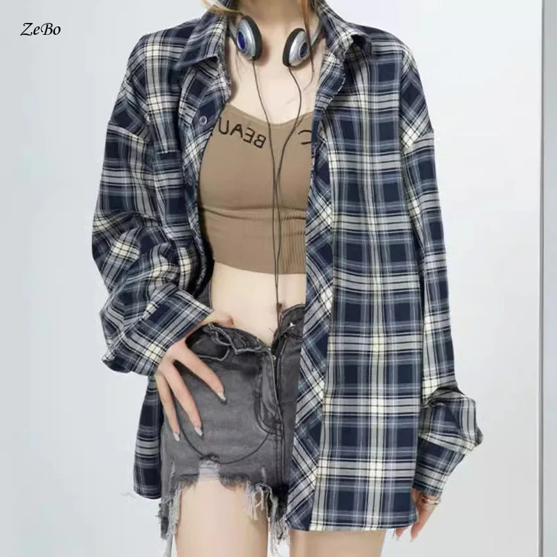 

Корейская версия красивых школьных приглашений в стиле High Street | Женский тонкий кардиган в клетку с длинными рукавами и защитой от солнца на лето