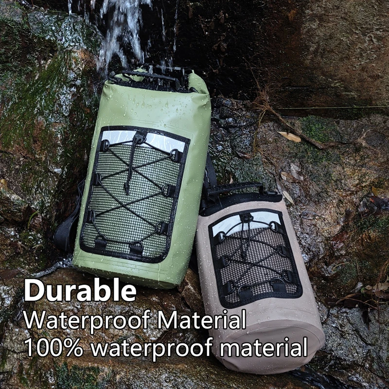 حقيبة شاطئ السباحة مقاومة للماء في الهواء الطلق الرياضات المائية تجمع القوارب على ظهره شبكة فصل جاف رطب الرباط حقيبة اللعب المائية