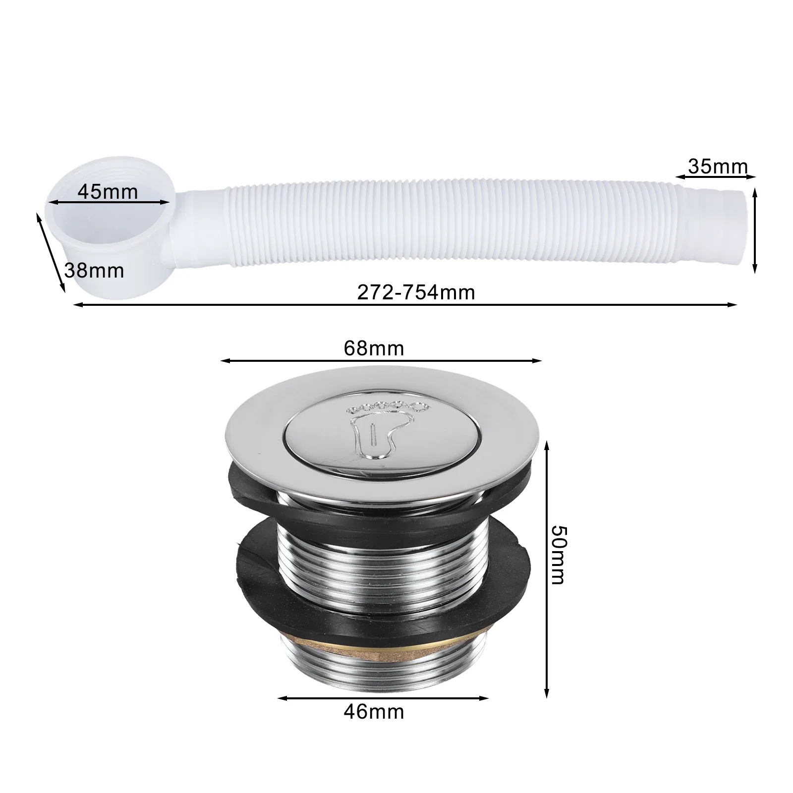 

Siphon Overflow Tub Bathtub Waste Set Brass Plastic Efficient Drainage Sleek Design Versatile Usage Home Bathroom