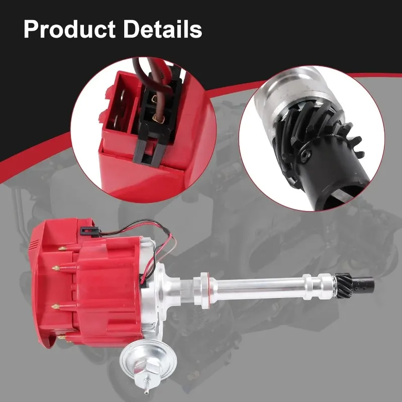 HEI موزع الإشعال الإلكتروني 65K لفائف بديلة لشيفي SBC BBC 305 350 454 5.0L 5.7L 7.4L 8.2L V8 Red Super Cap · Hot