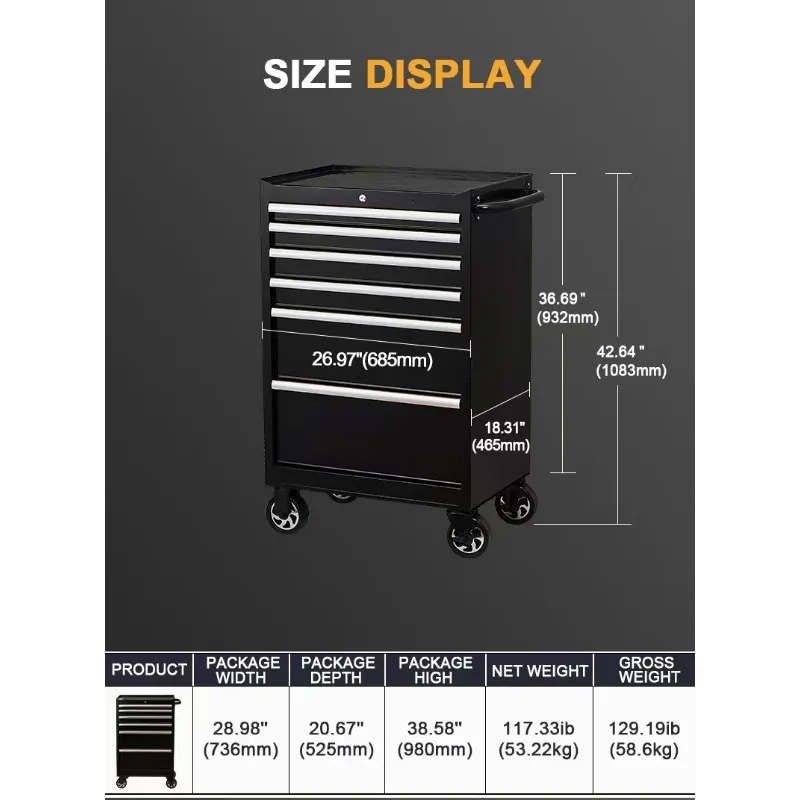 Heavy Duty Workshop Small Garage System SPCC Metal 6 Drawer Rolling Tool Storage Cabinet Tool Box with Drawers