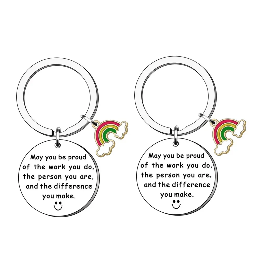 Hot Metal May You Be Proud Of The Work You Do Keychain Inspiration Smiling Face Letter Print Pendant Gifts