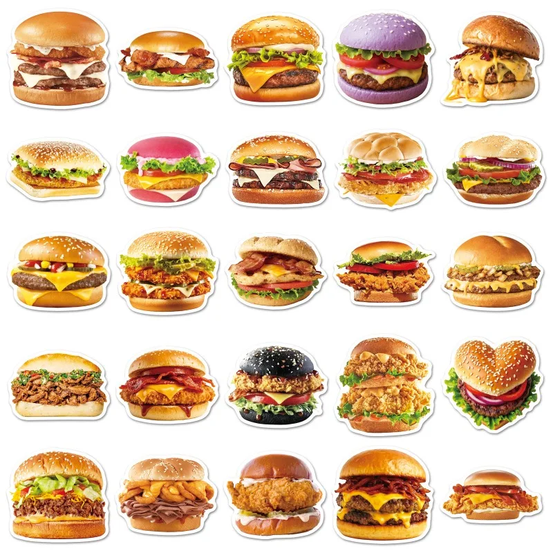 50枚入り 漫画風個性派バーガー クリエイティブ グラフィティ デコレーションステッカー