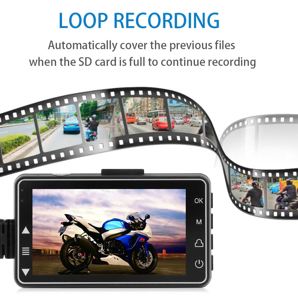 

SE300 Motorcycle DVR Camera Front Rear View Dash Cam Video Recorder 1080P Waterproof Night Vision Display Dual Leans