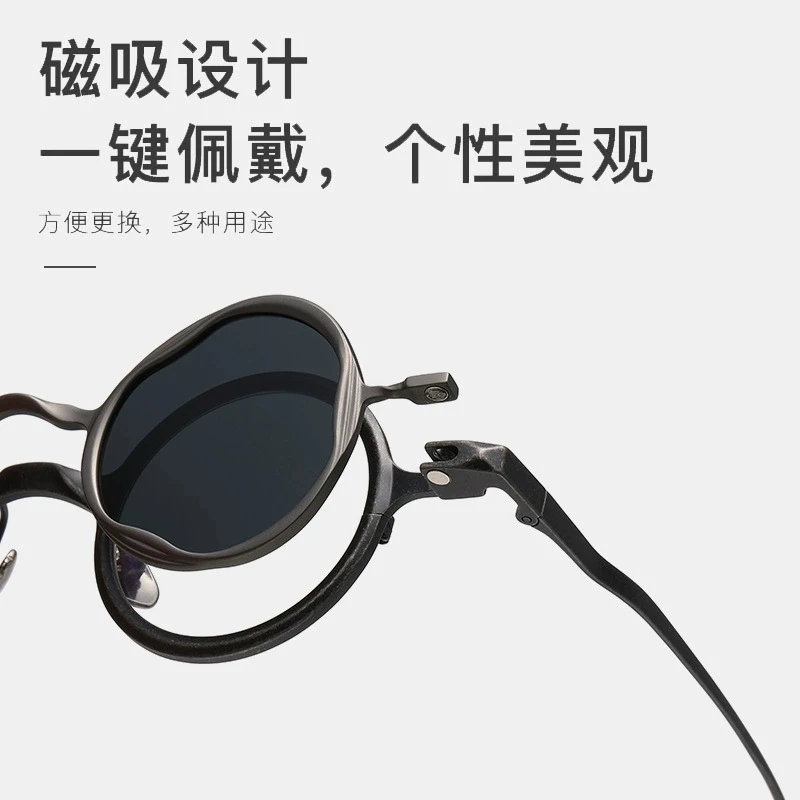 New 2 In 1 Magnet Clip Polarized Vintage Pure Titanium Glasses Frame Men Eyeglasses Frame Women Luxury Brand Designer with Box