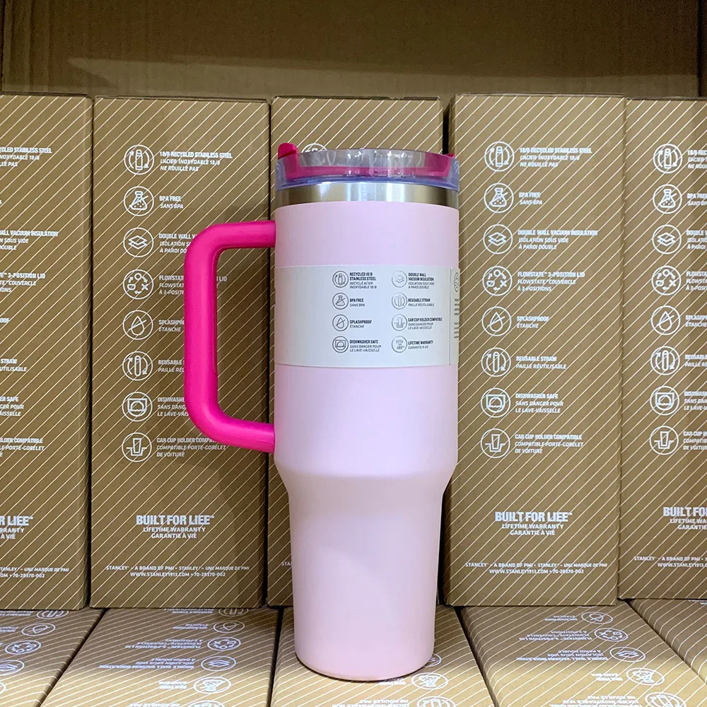 40 أوقية 2025 مقبض القش فراغ معزول سيارة القدح ستار الأزرق غطاء الفولاذ المقاوم للصدأ جدار مزدوج الحرارية مثلج كوب السفر ل s