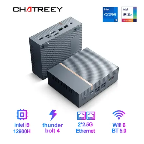Chatreey IT12 Mini PC Intel Core i7 13900H i9 12900H ordenador de escritorio para juegos 2x2,5G Ethernet PCIe 4,0 Wifi 6 Thunderbolt 4
