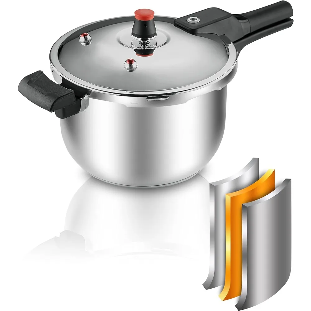 1Gal Thickened Stainless Steel Pressure Cooker Cookware Pressure Canner Rice Cooker with Spring Valve Safeguard Devices