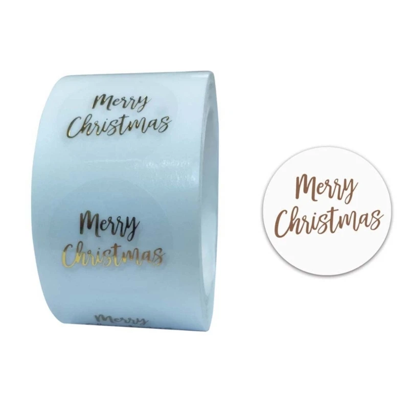 Pieces Round Adhesive Christmas Stickers Clear Merry Christmas Labels Stickers Small Business Packaging Box Stickers