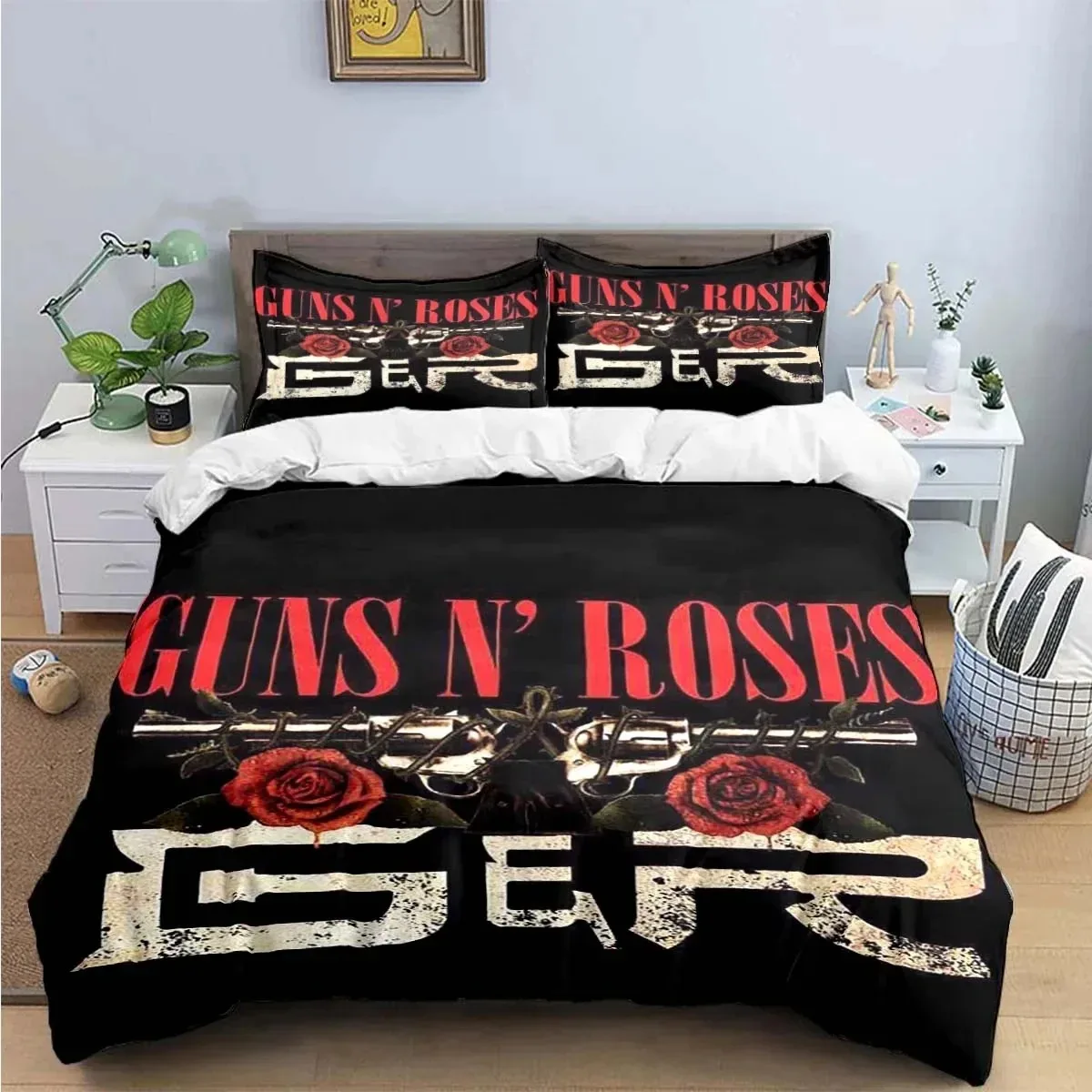 3D Print Guns N Roses GNR Band Retro Bedding Set Boys Girls Twin Queen King Size Duvet Cover Pillowcase Bed boys Adult