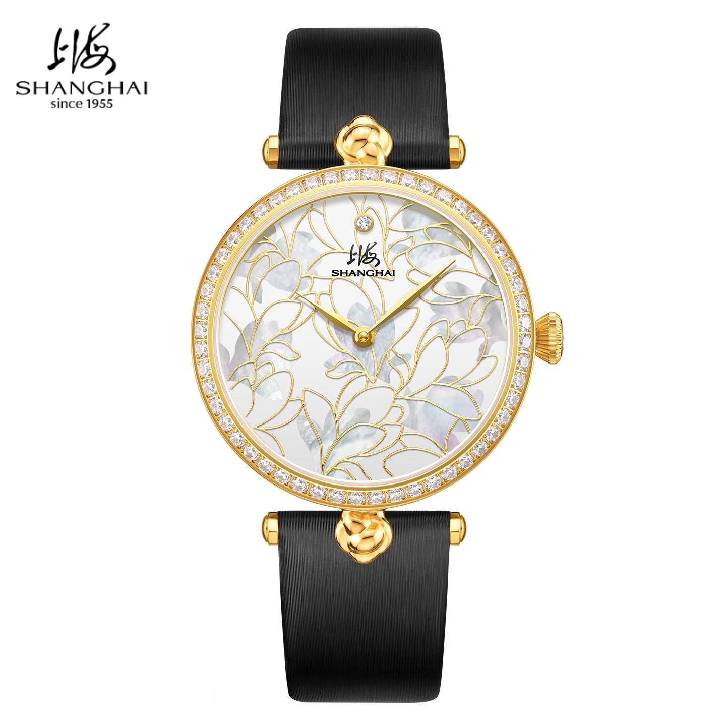 Shanghai Luxury Women's Watches 36mm Sapphire Diamond Automatic Mechanical Watch Magnolia‑Inspired MOP Dial 5Bar Waterproof 2603