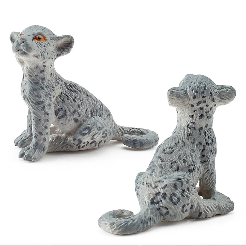 Plastikowe figurki lampartów śnieżnych, zabawki, prezenty dla dzieci na urodziny, dekoracja domu
